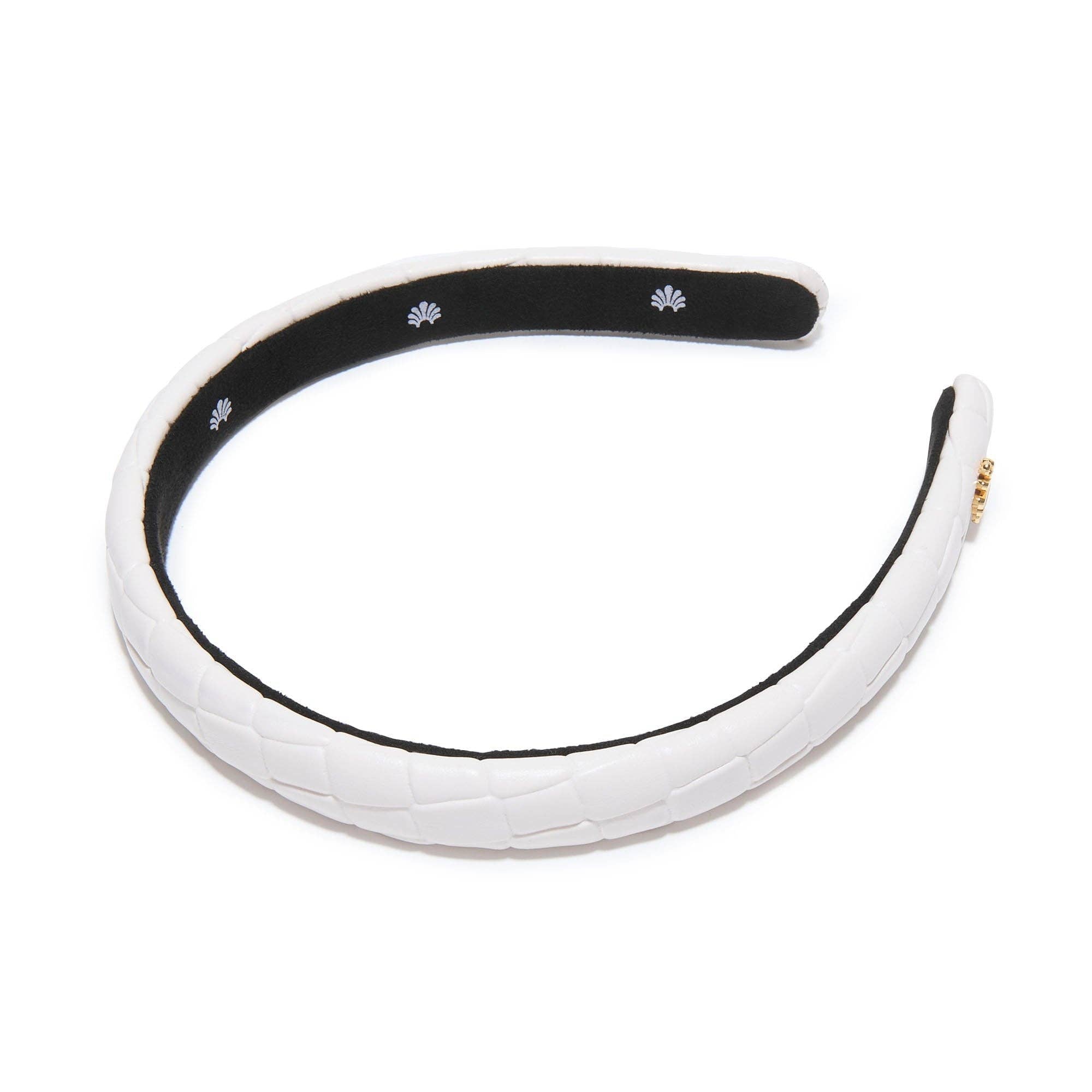 IVORY GIGI FAUX LEATHER EMBOSSED HEADBAND