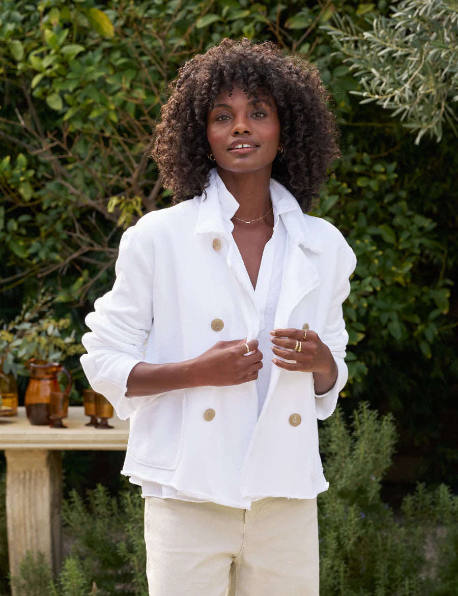 Mini Belfast Crop Peacoat in White