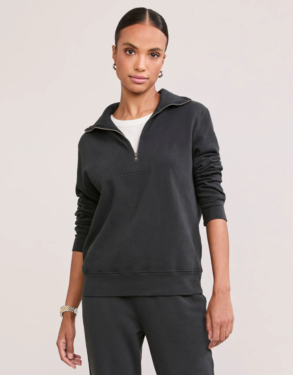 Oxford Unisex Quarter Zip in Washed Black