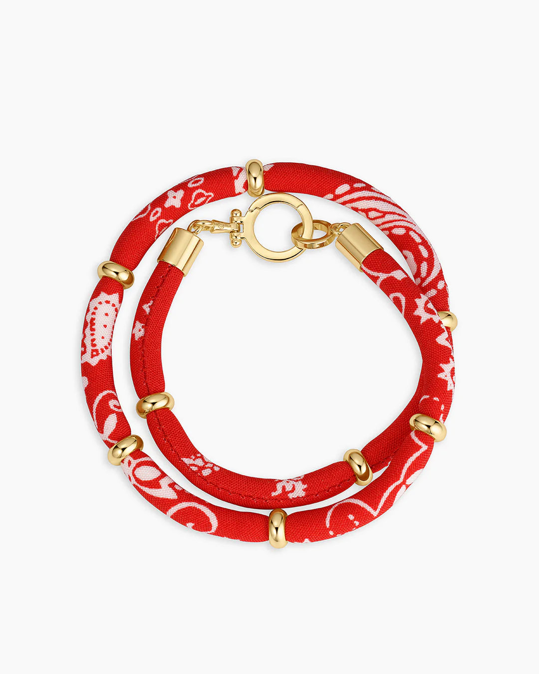 Paisley Bandana Pearl Bracelet Red