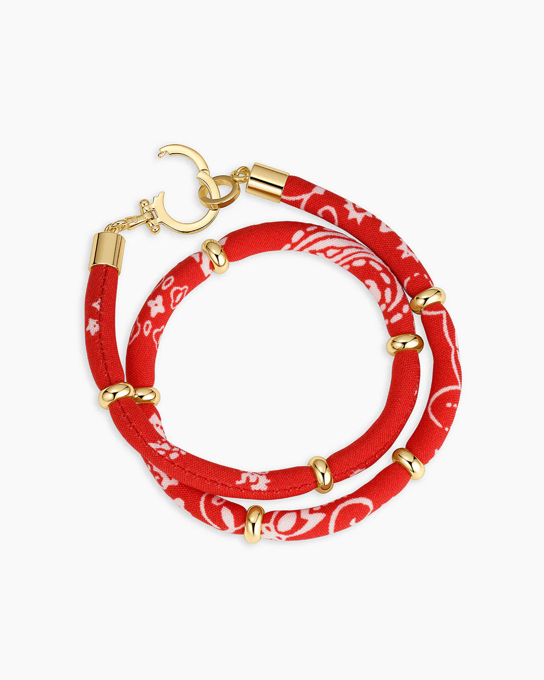 Paisley Bandana Pearl Bracelet Red