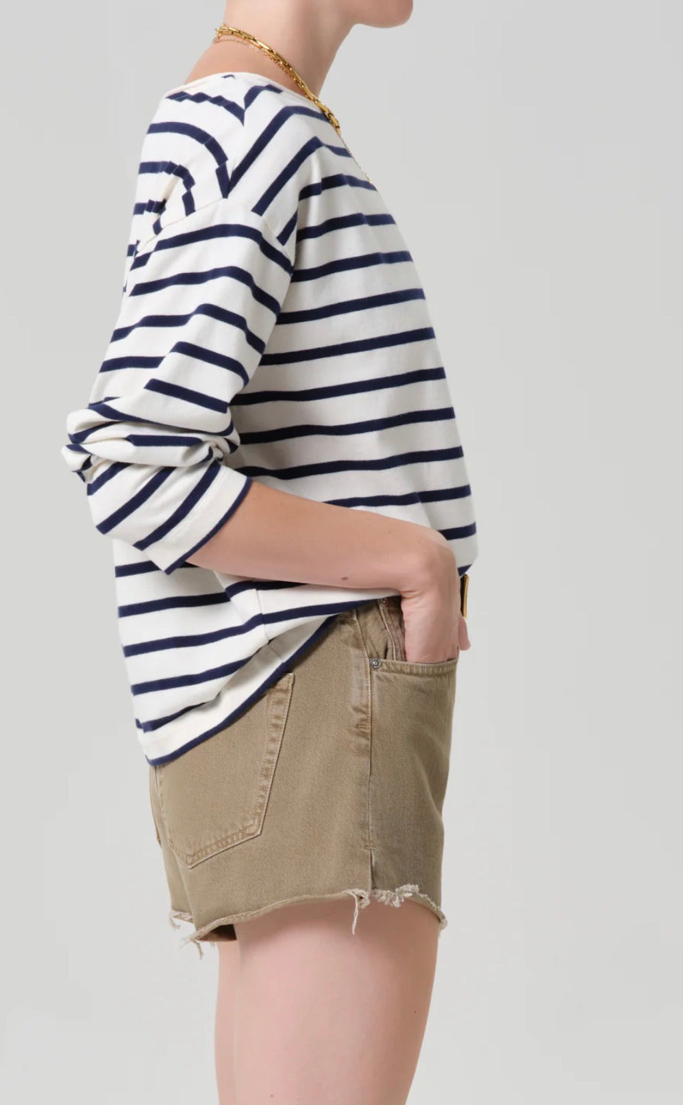 Boat Neck long Sleeve in Marine Stripe