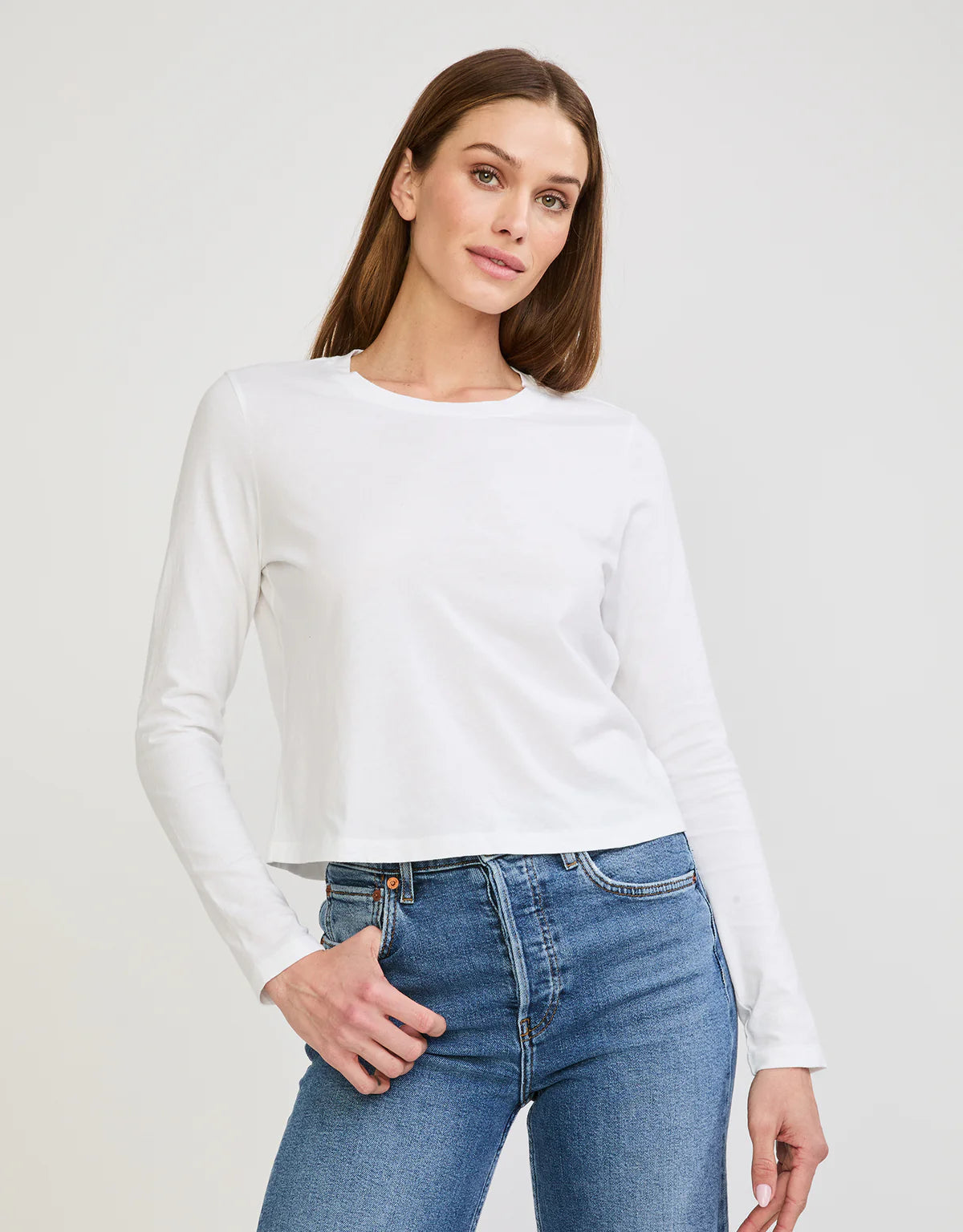 Austin Long Sleeve Tee in White