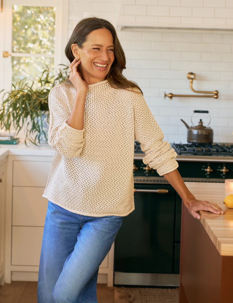 Monterey Pointelle Sweater in Sand