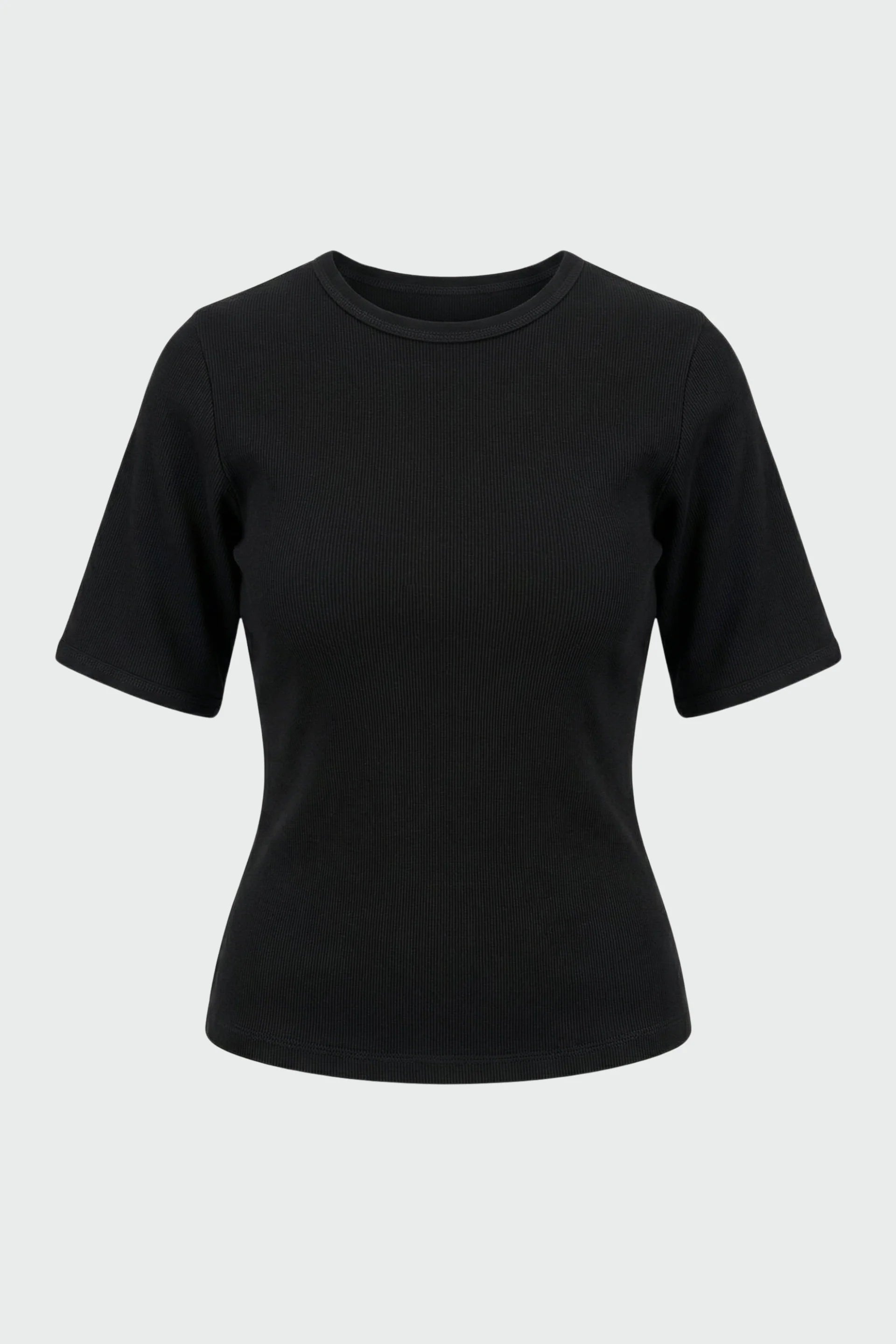 Reanne Ribbed Sculpted Crew-Neck Tee