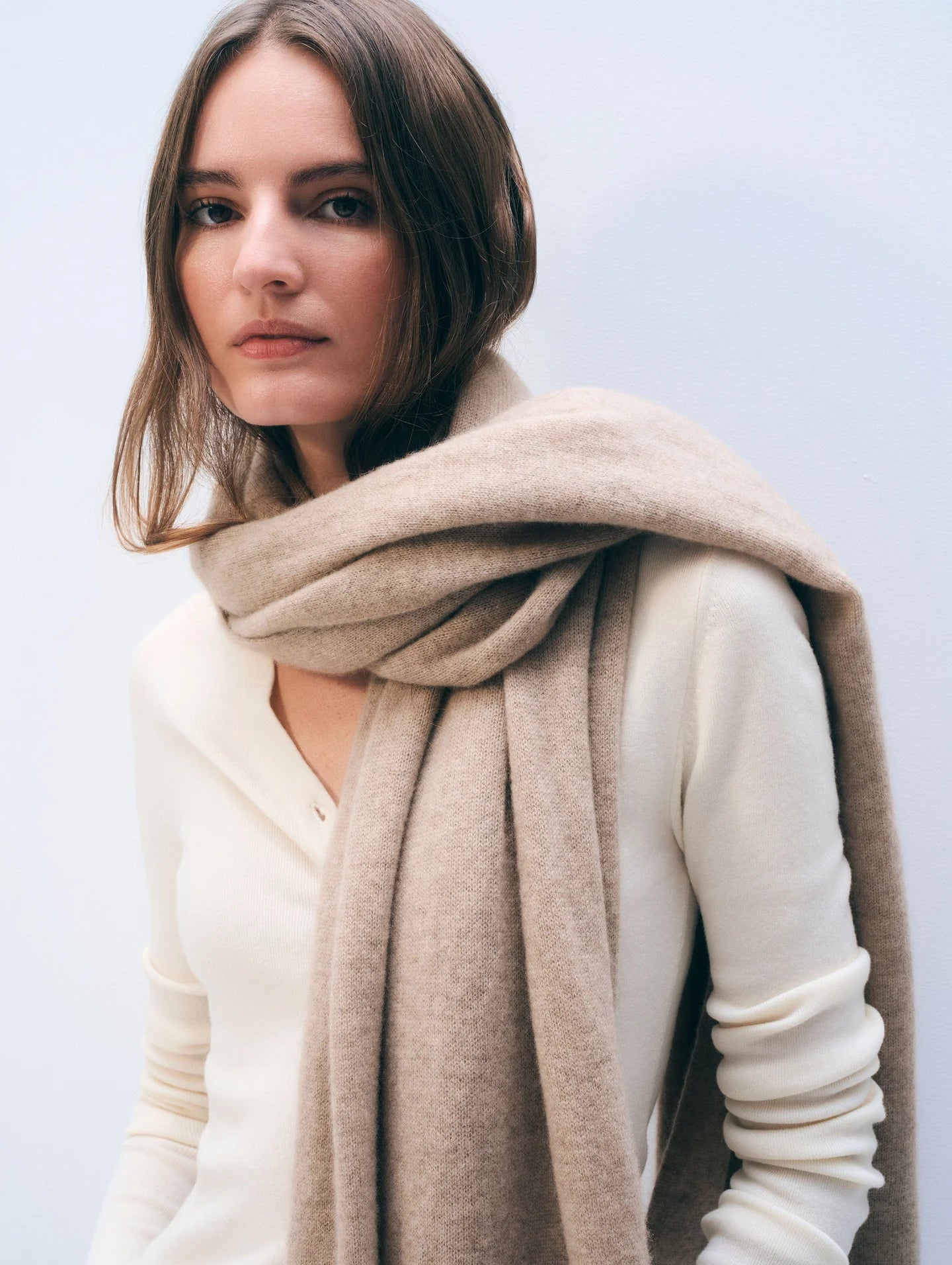 Cashmere Travel Wrap - Natural Heather