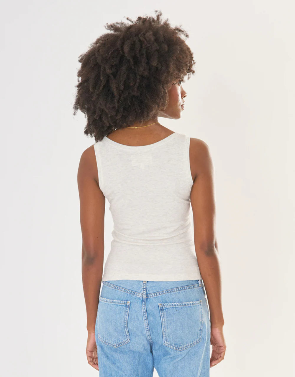Franklin Ribbed Square Neck Tank in Heather Ash