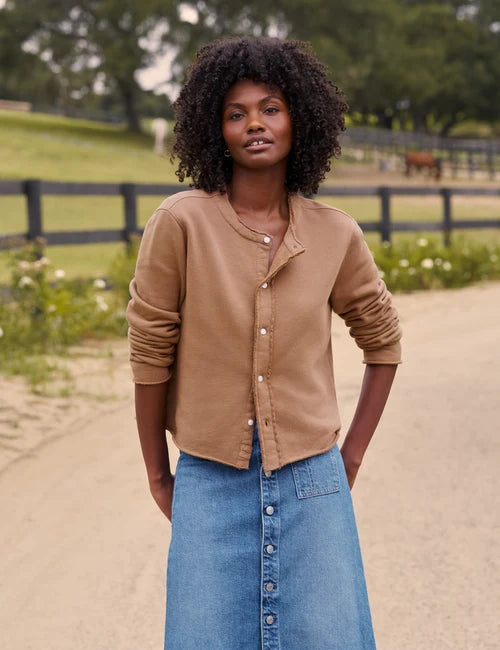 Jackie Sweatshirt Cardigan in Chai