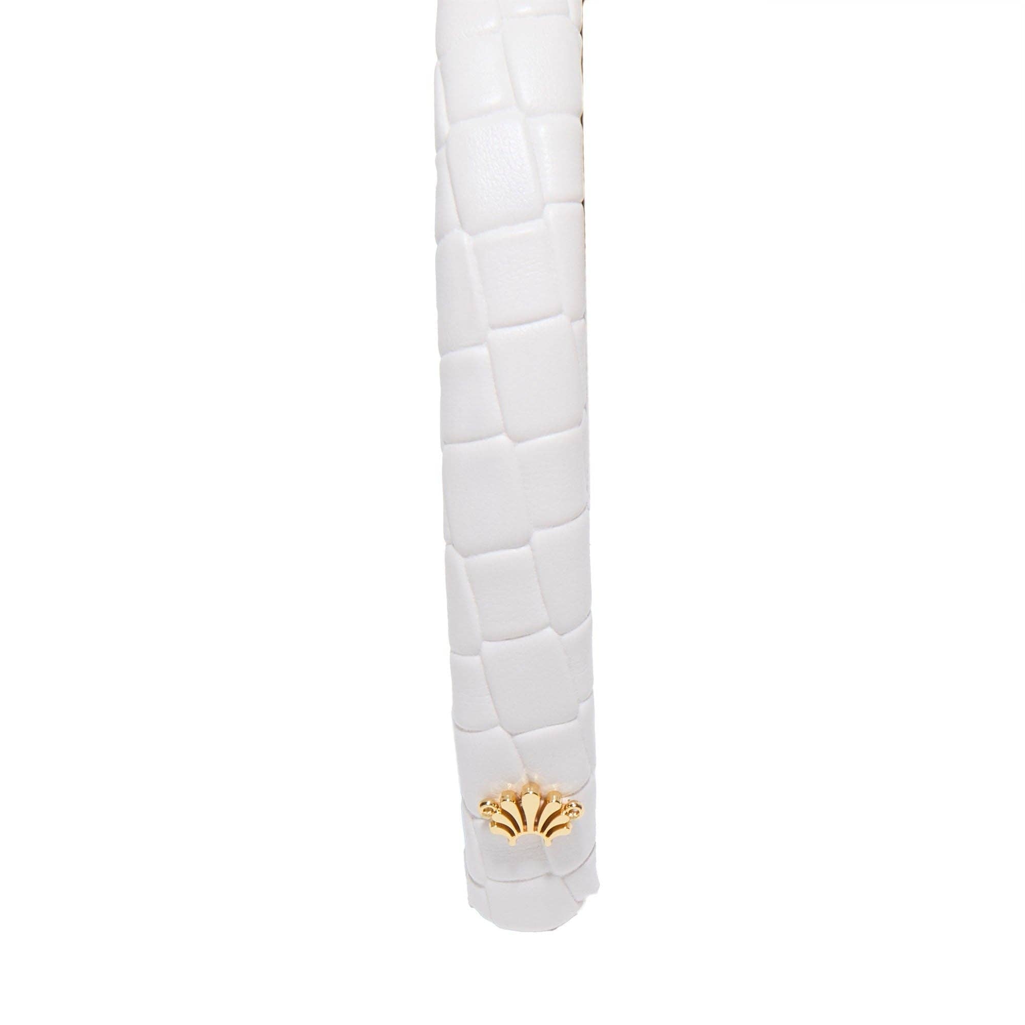 IVORY GIGI FAUX LEATHER EMBOSSED HEADBAND