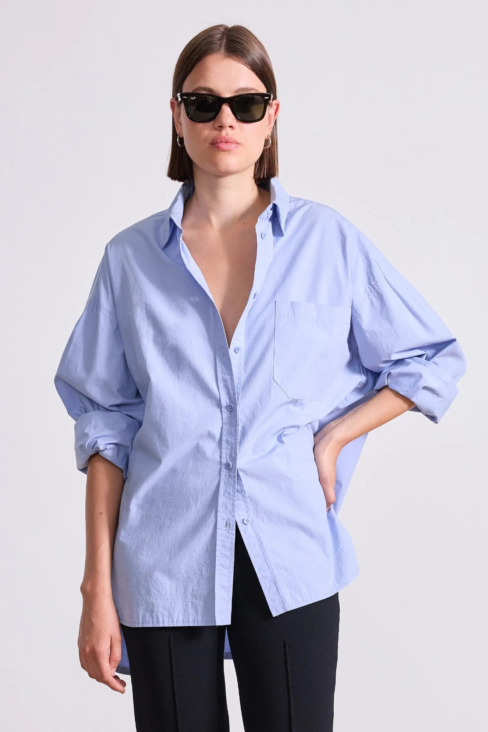 Aldea Oversized Button Down in Oxford Blue