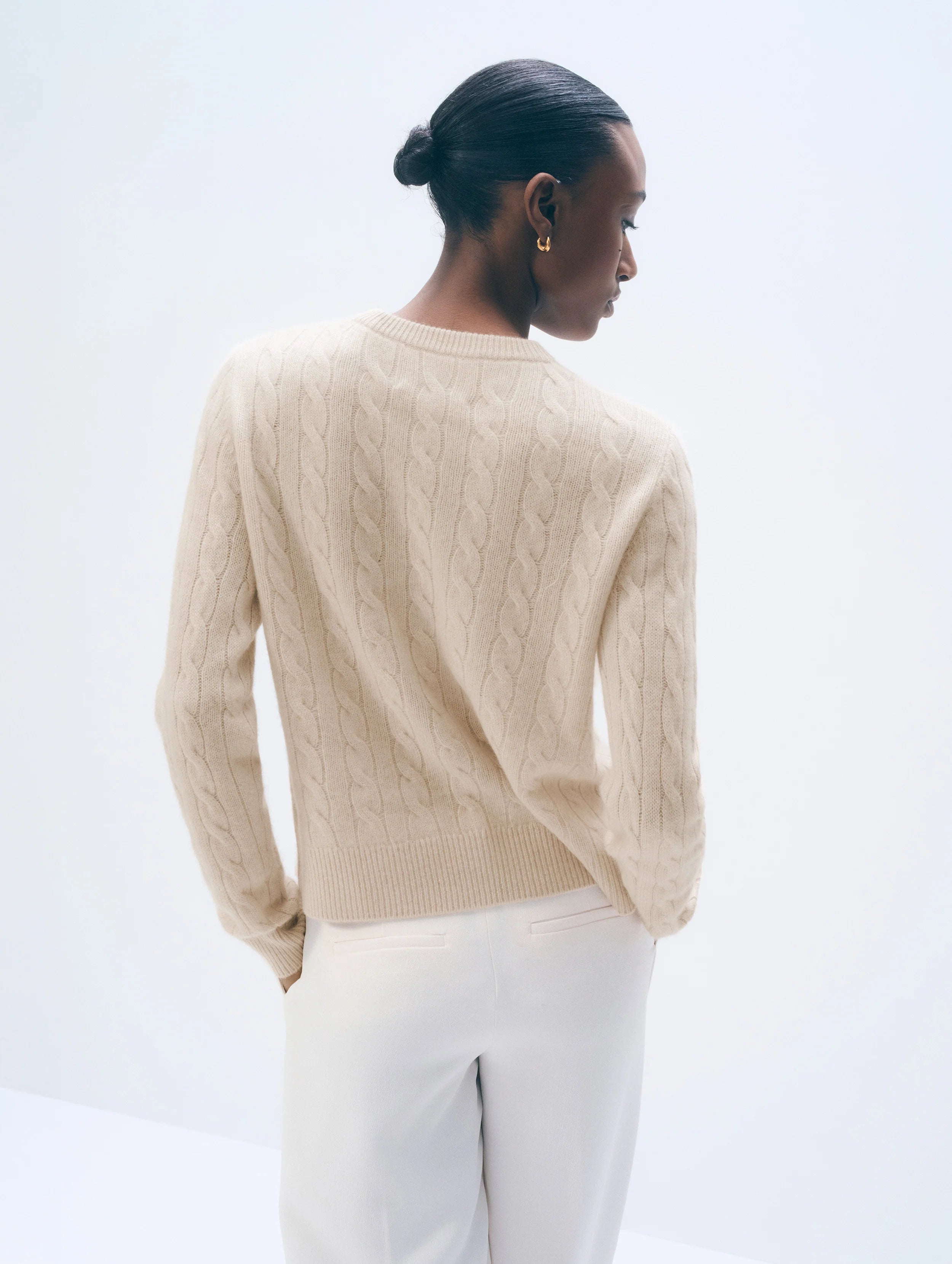 Cashmere Cable Varsity Crewneck