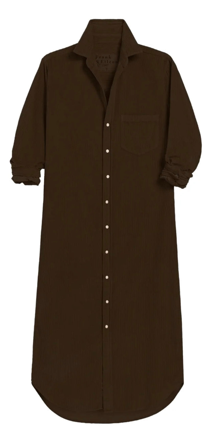 Maxi Shirt Dress in Chocolate Corduroy