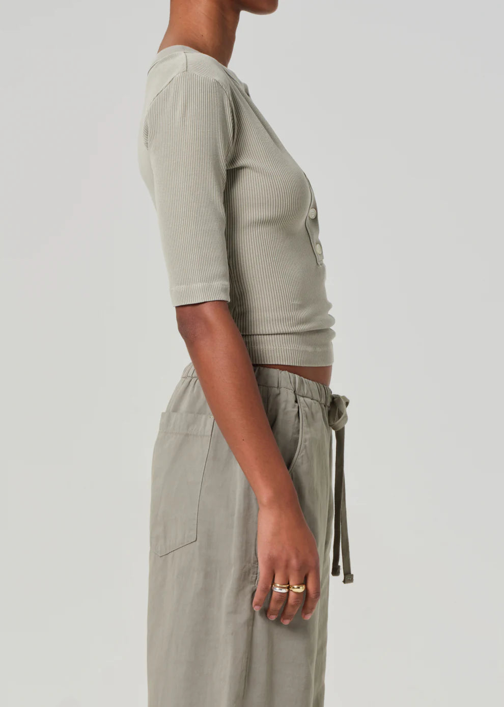 Nali Short Sleeve Henley in Flora