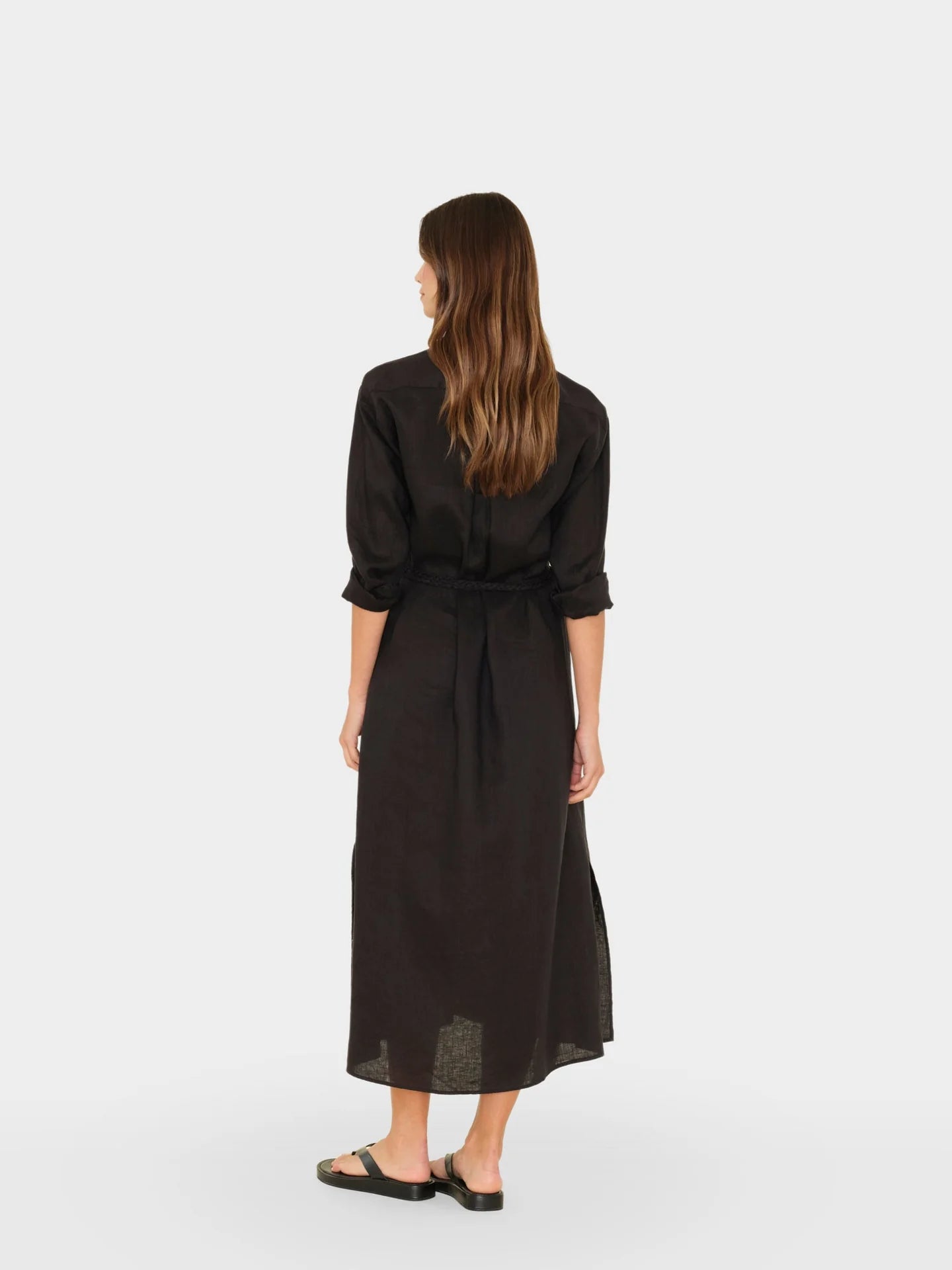 Hollie Dress in Black Linen