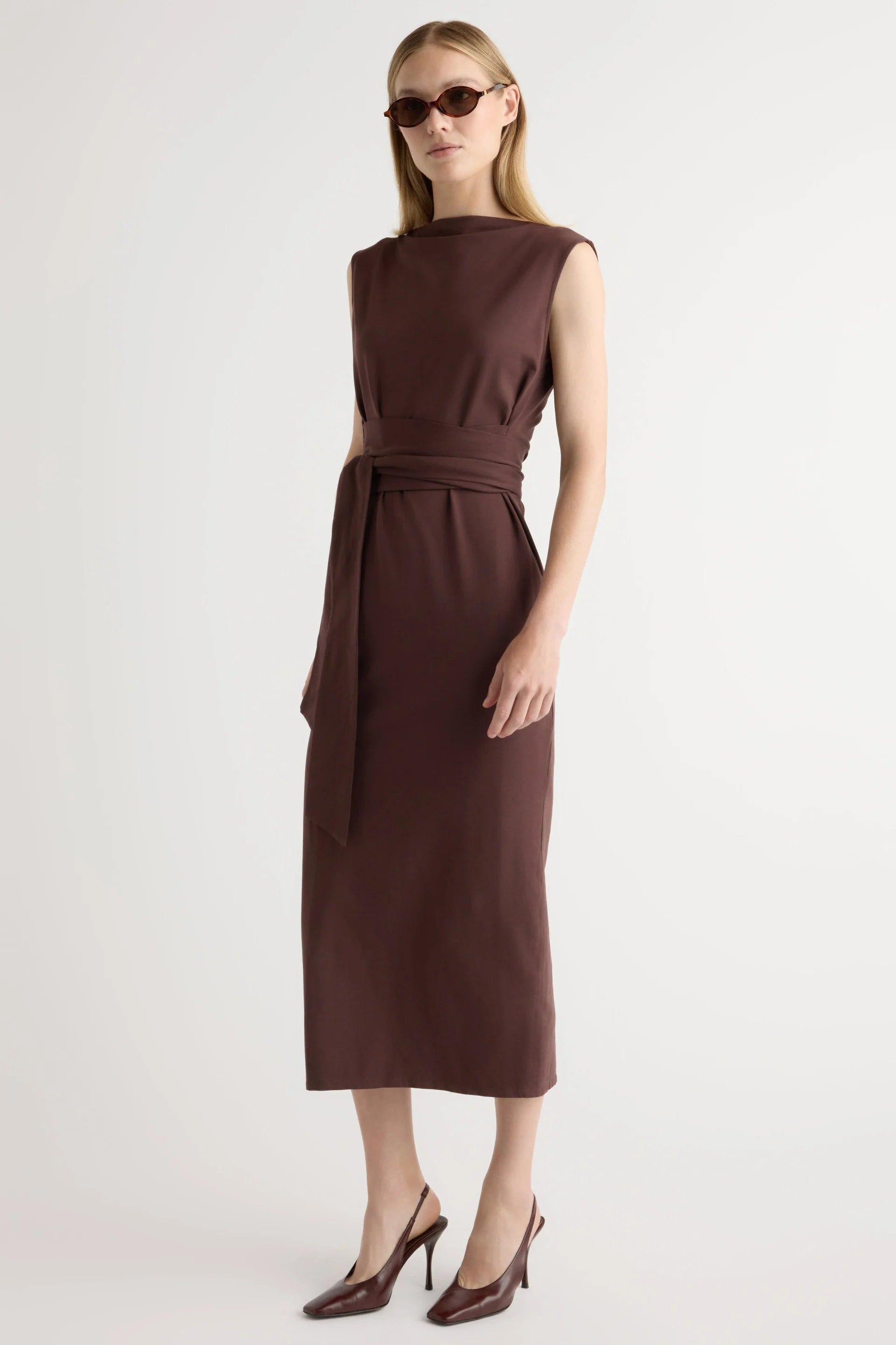 Edina Tie Front Slit Neck Dress