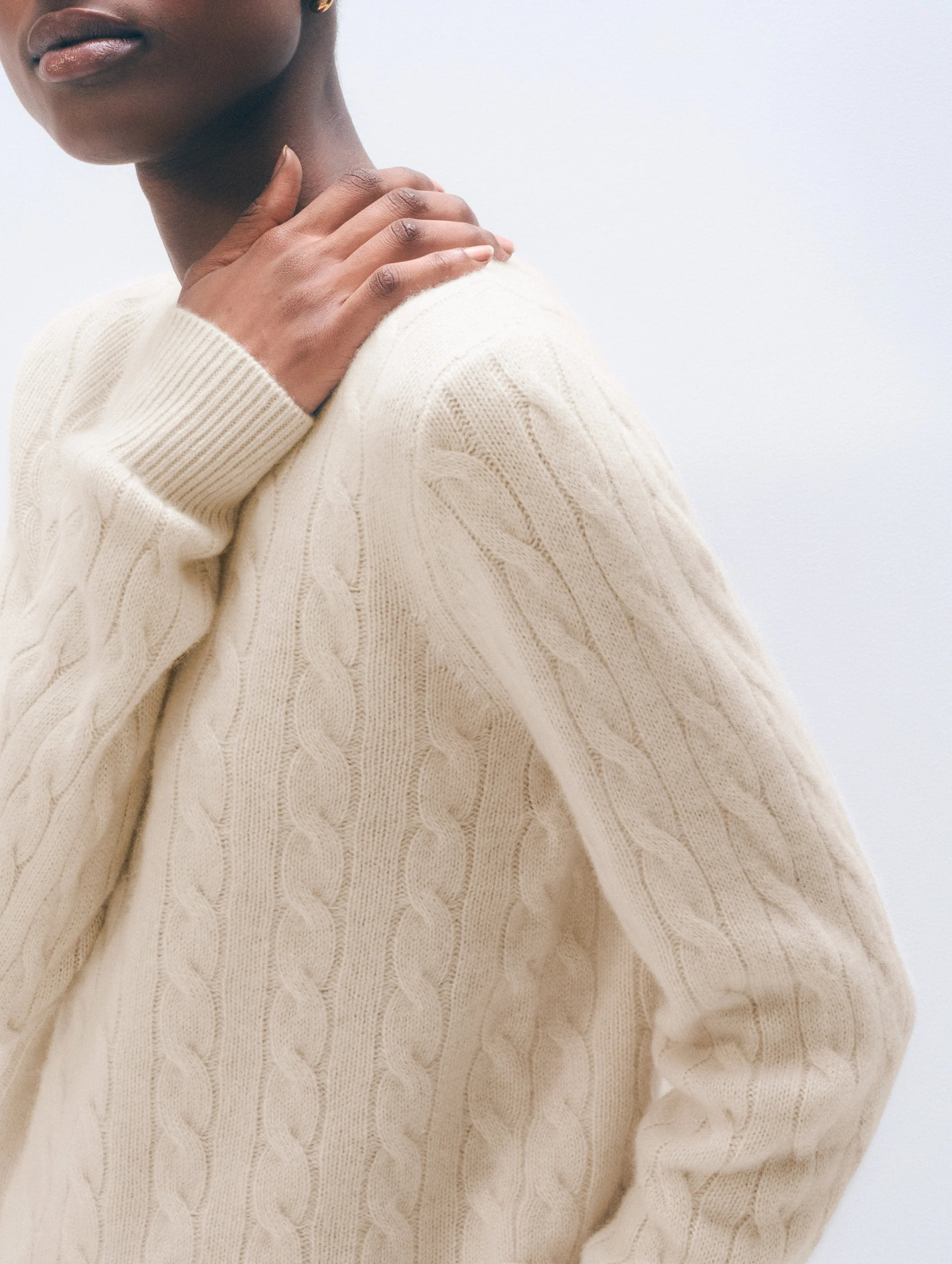 Cashmere Cable Varsity Crewneck