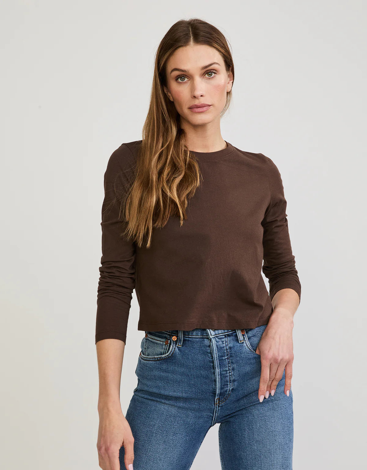 Austin Long Sleeve Tee in Espresso