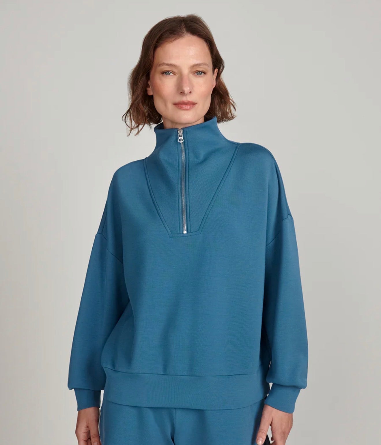 Hawley Half Zip Sweatshirt - Mallard Blue