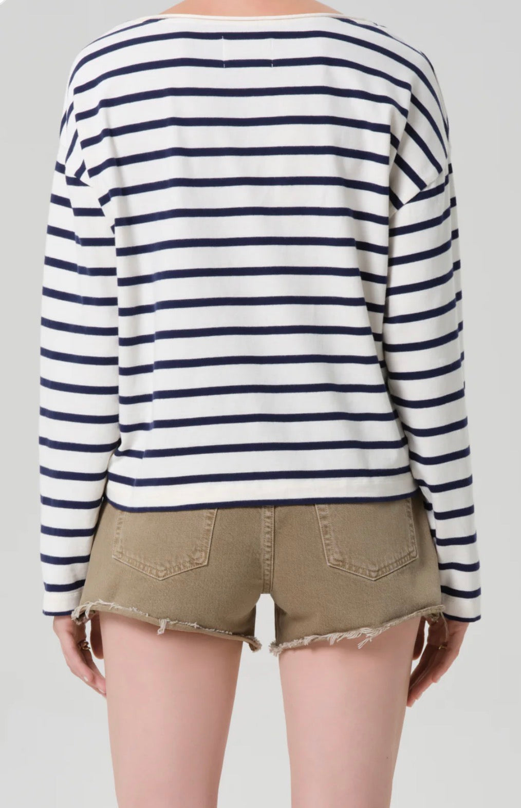 Boat Neck long Sleeve in Marine Stripe