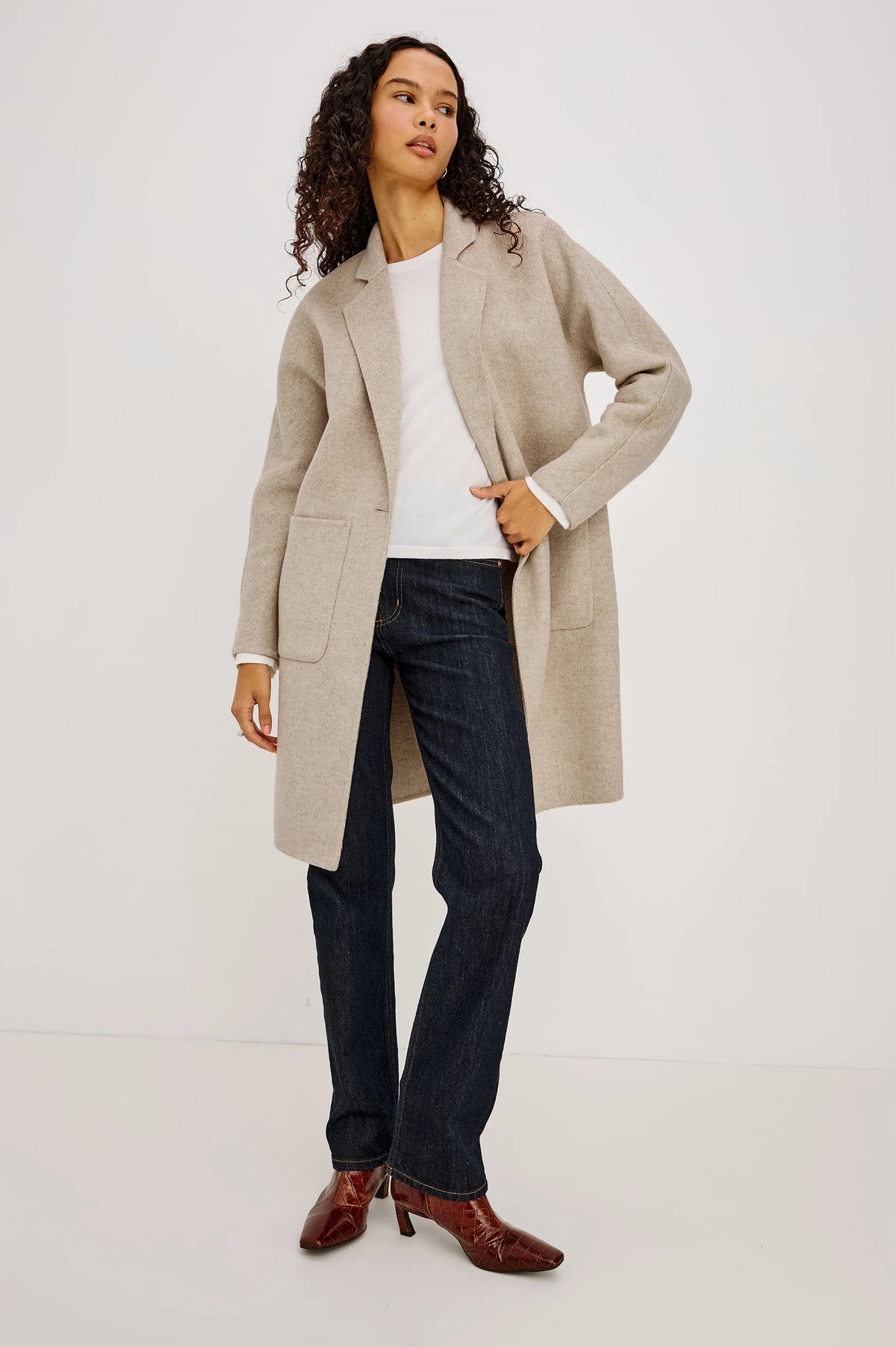 Everest Coat- Oat Herringbone