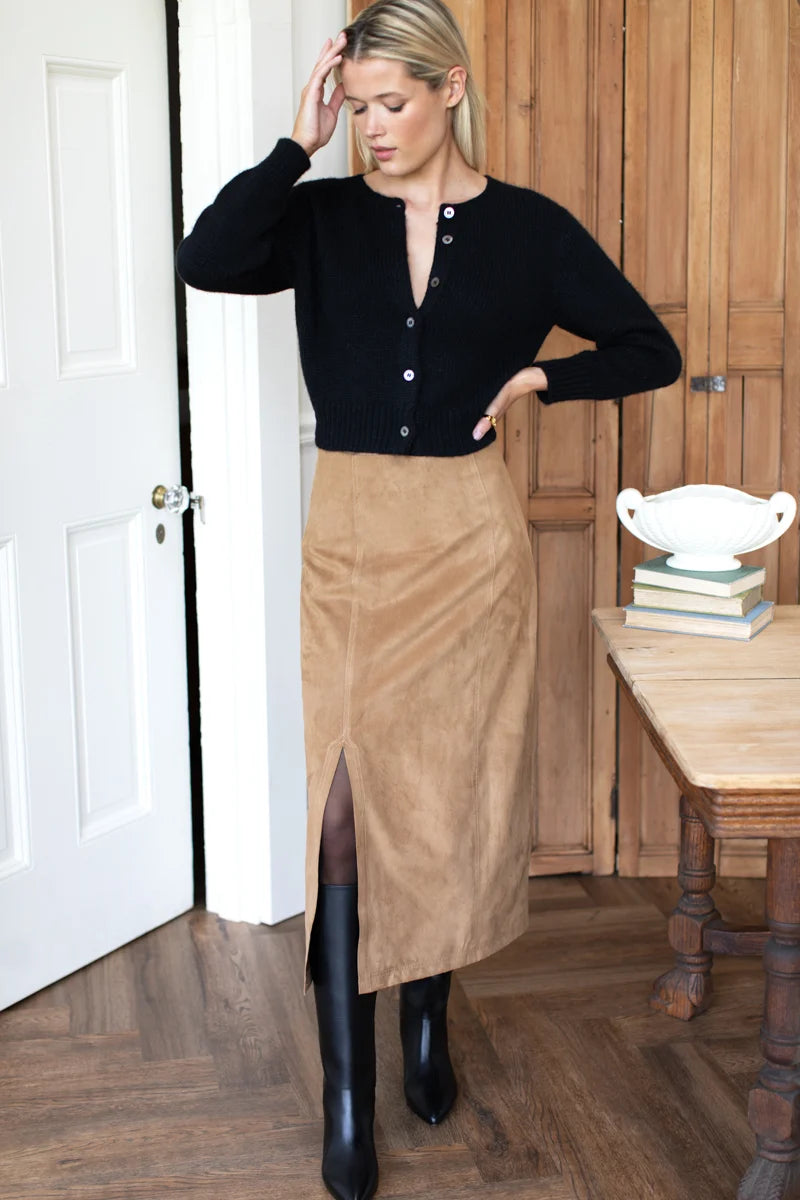 Pencil Skirt- Camel Suede