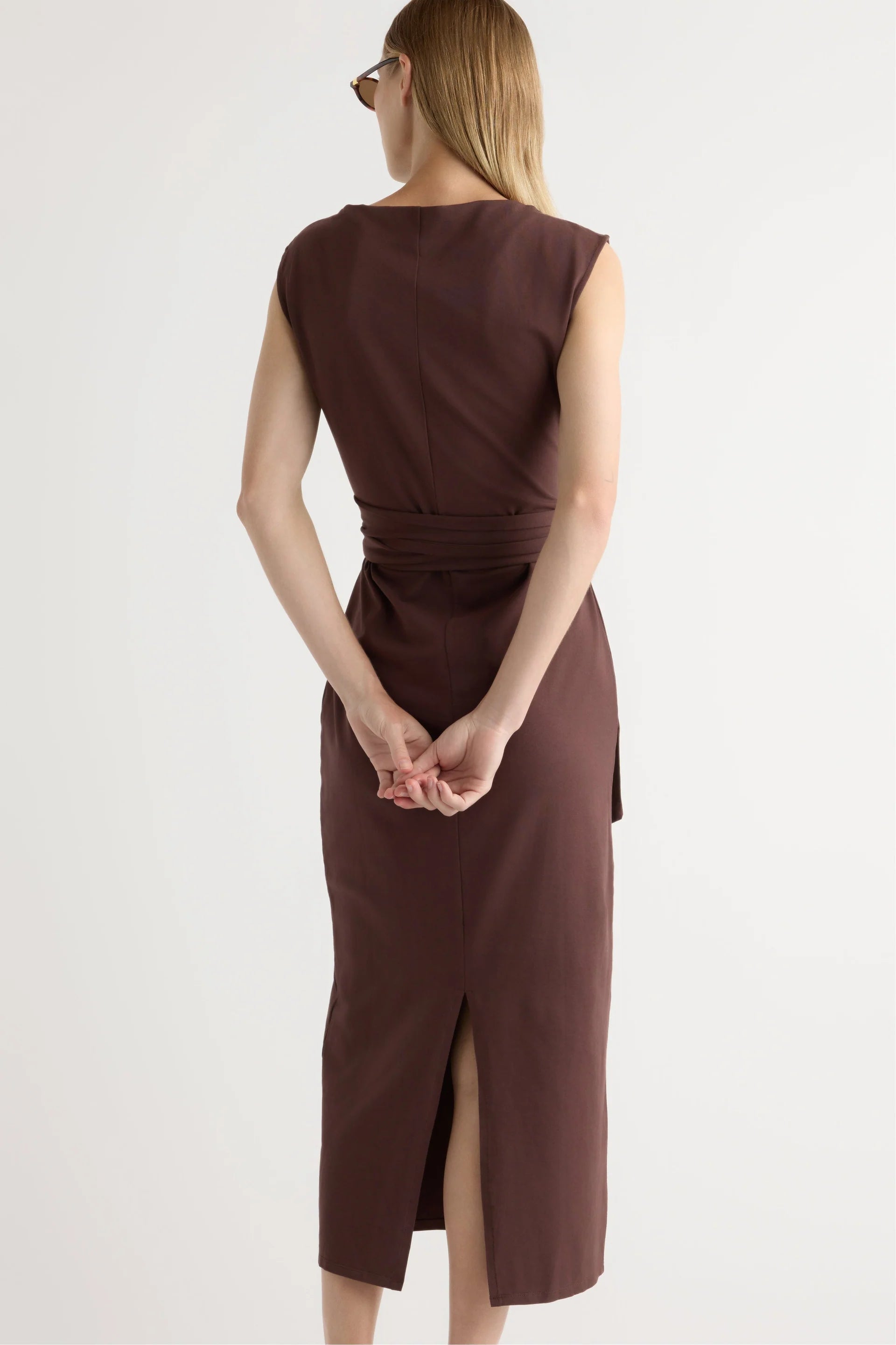 Edina Tie Front Slit Neck Dress