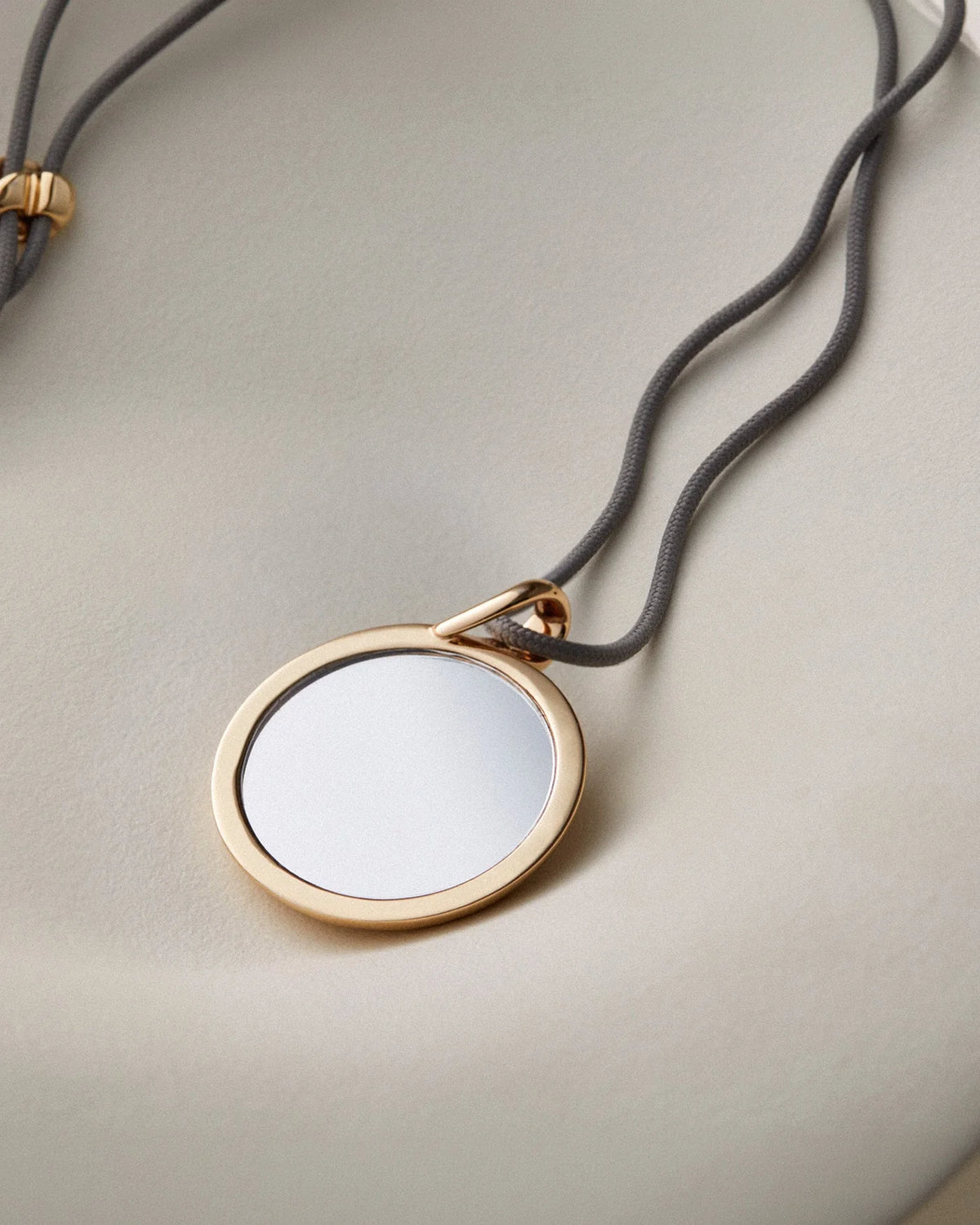 Nico Mirror Pendant Rope Necklace- Gold