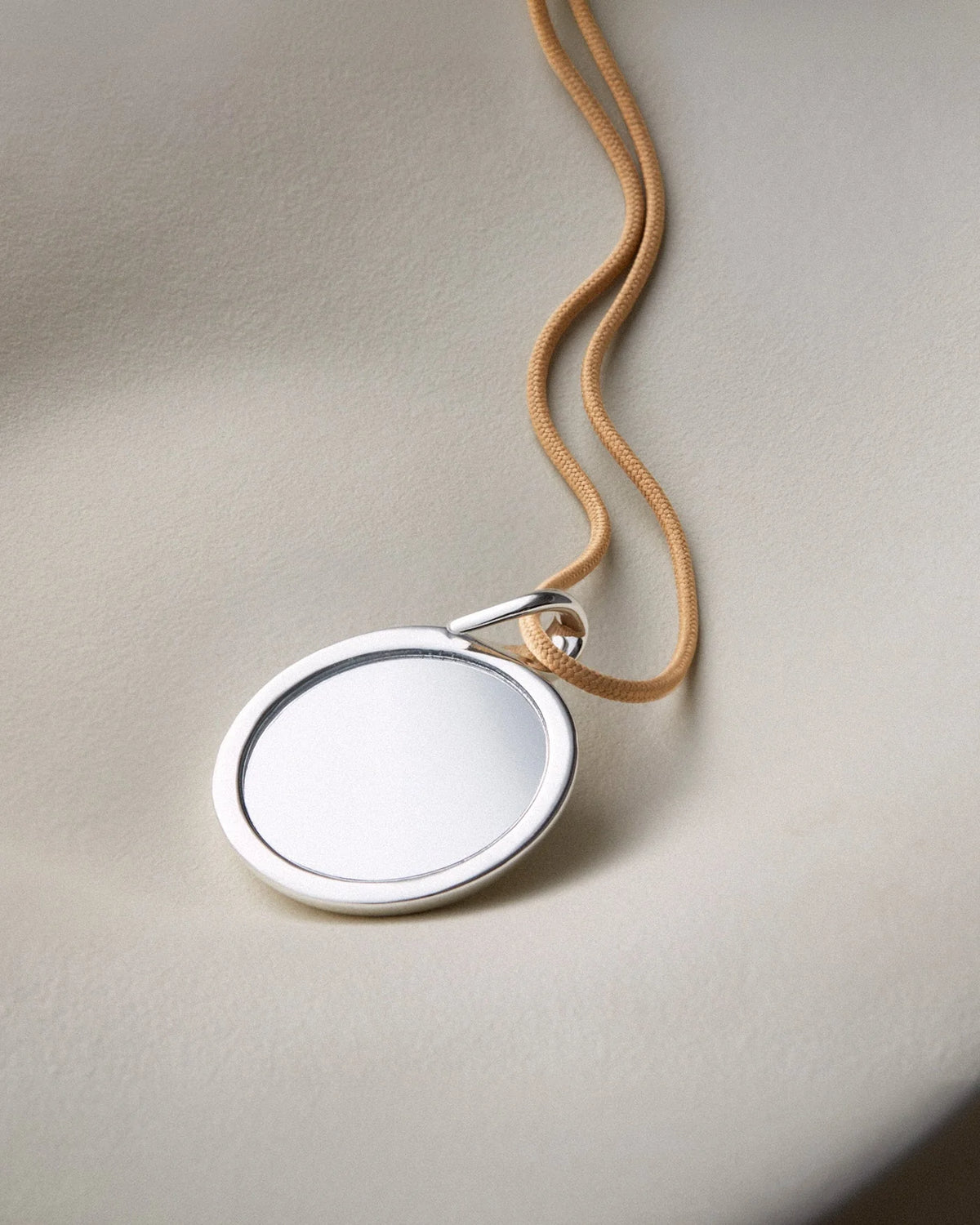 Nico Mirror Pendant Rope Necklace- Silver