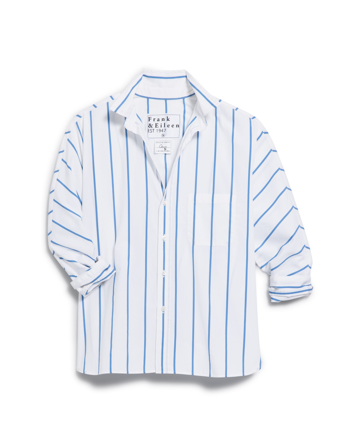Continuous Button Shirt in Wide White, Blue Stripe