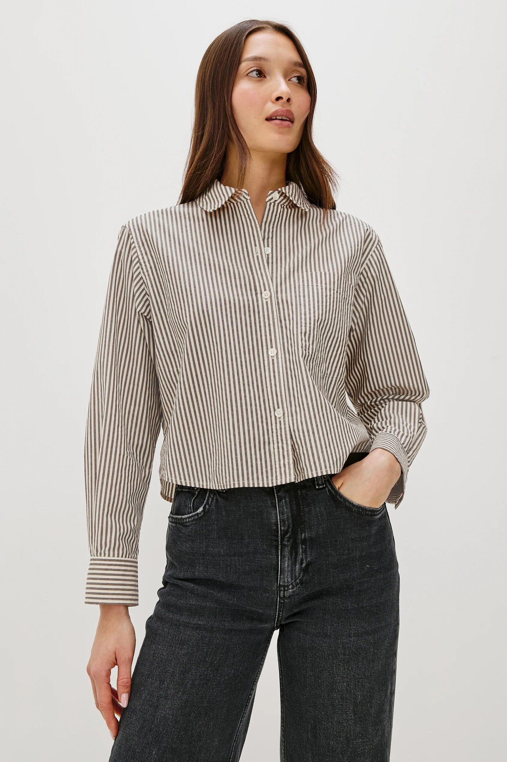 Ramy Shirt in Noir Stripe