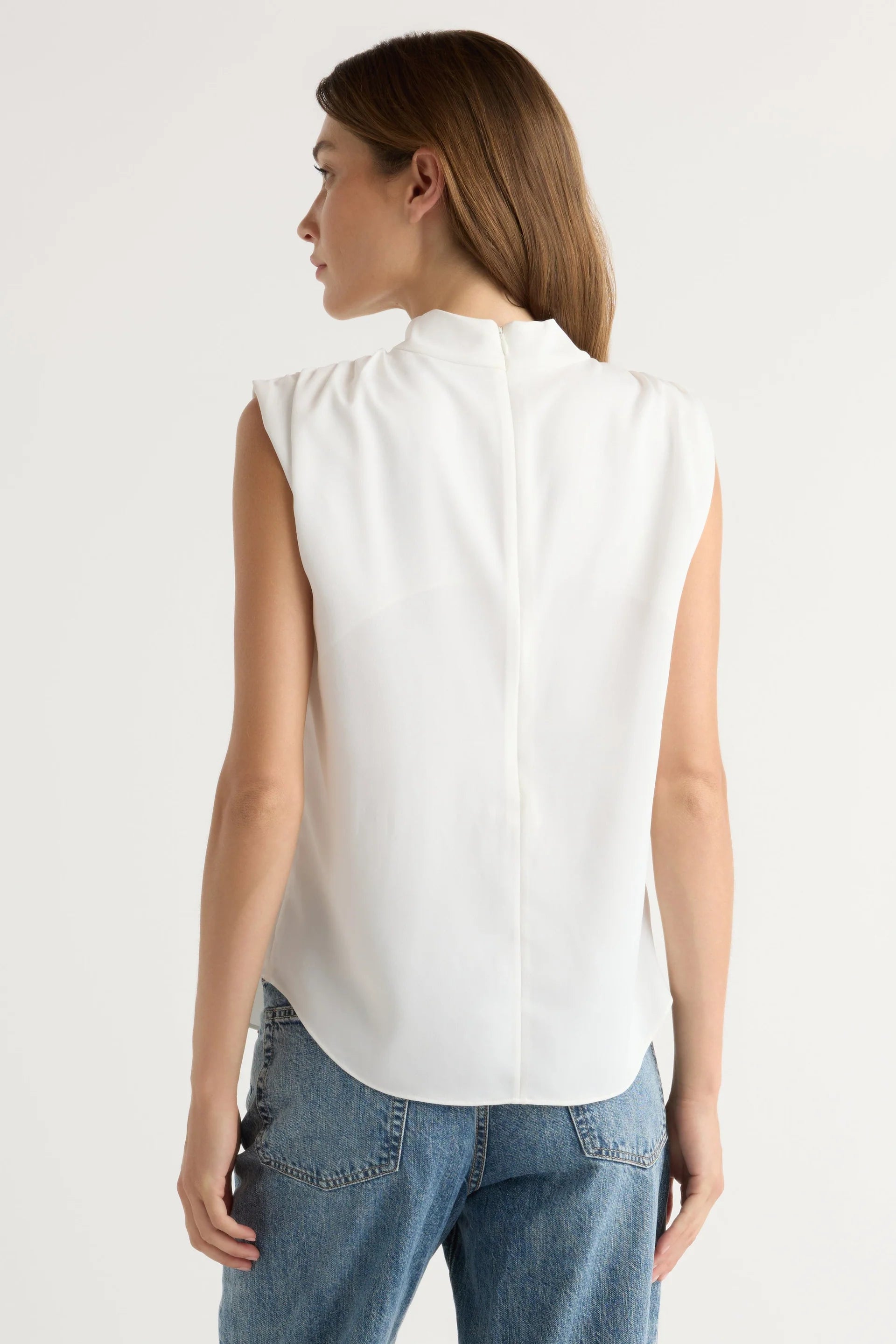 Allegra Gathered Neck Sleeveless Blouse