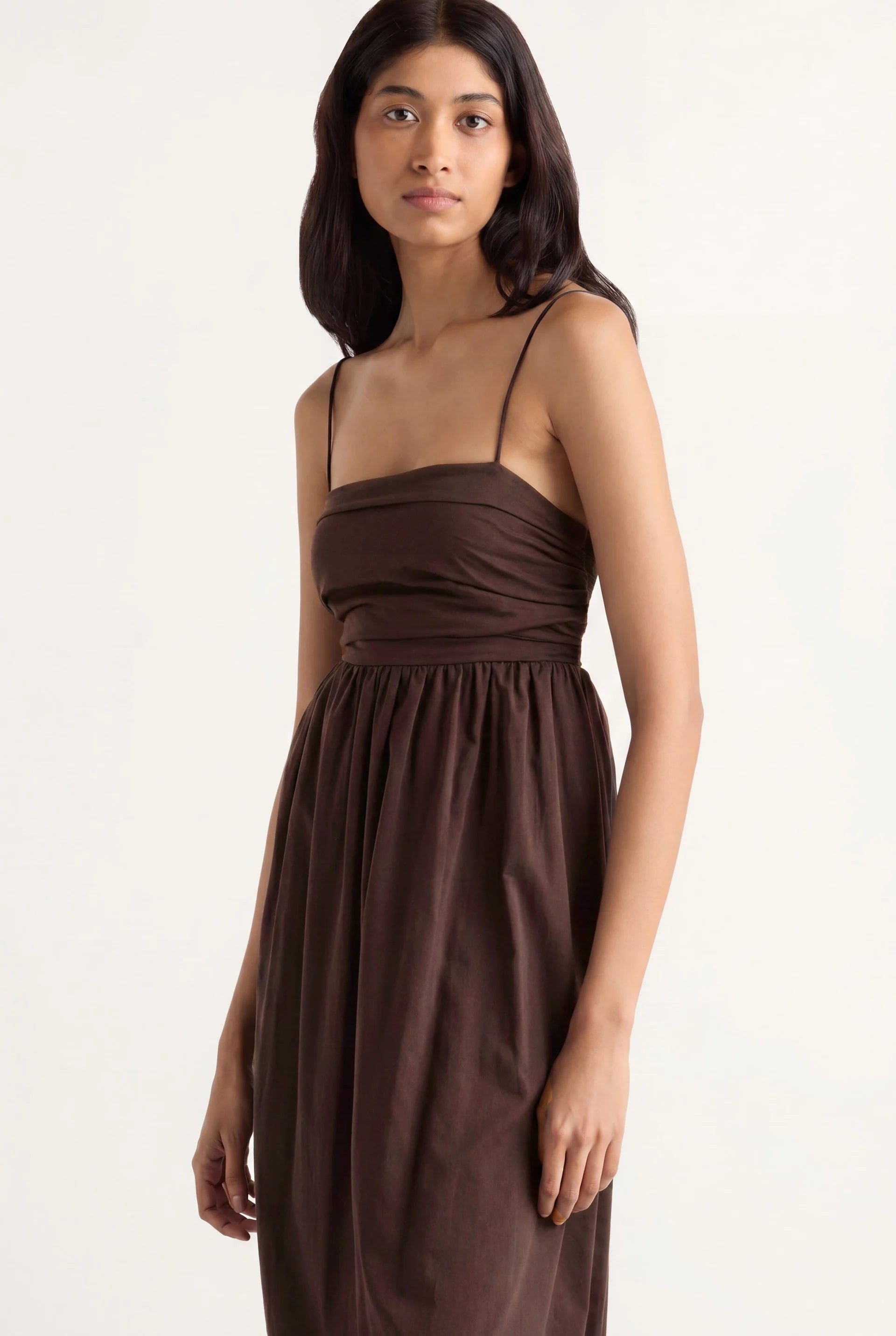 Aurora Ruched Organic Cotton Maxi Dress