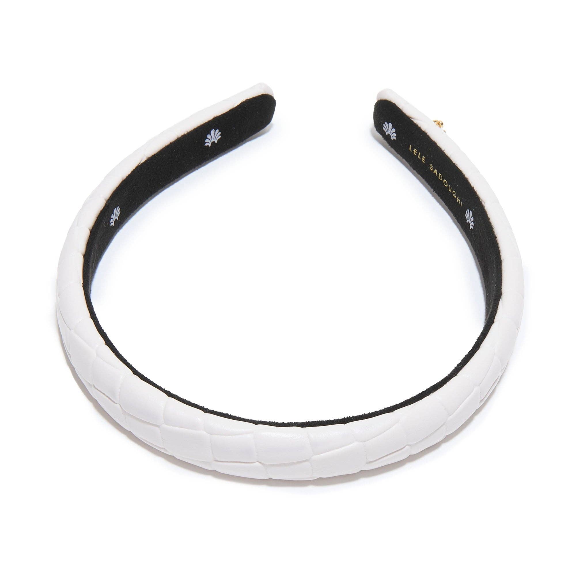 IVORY GIGI FAUX LEATHER EMBOSSED HEADBAND