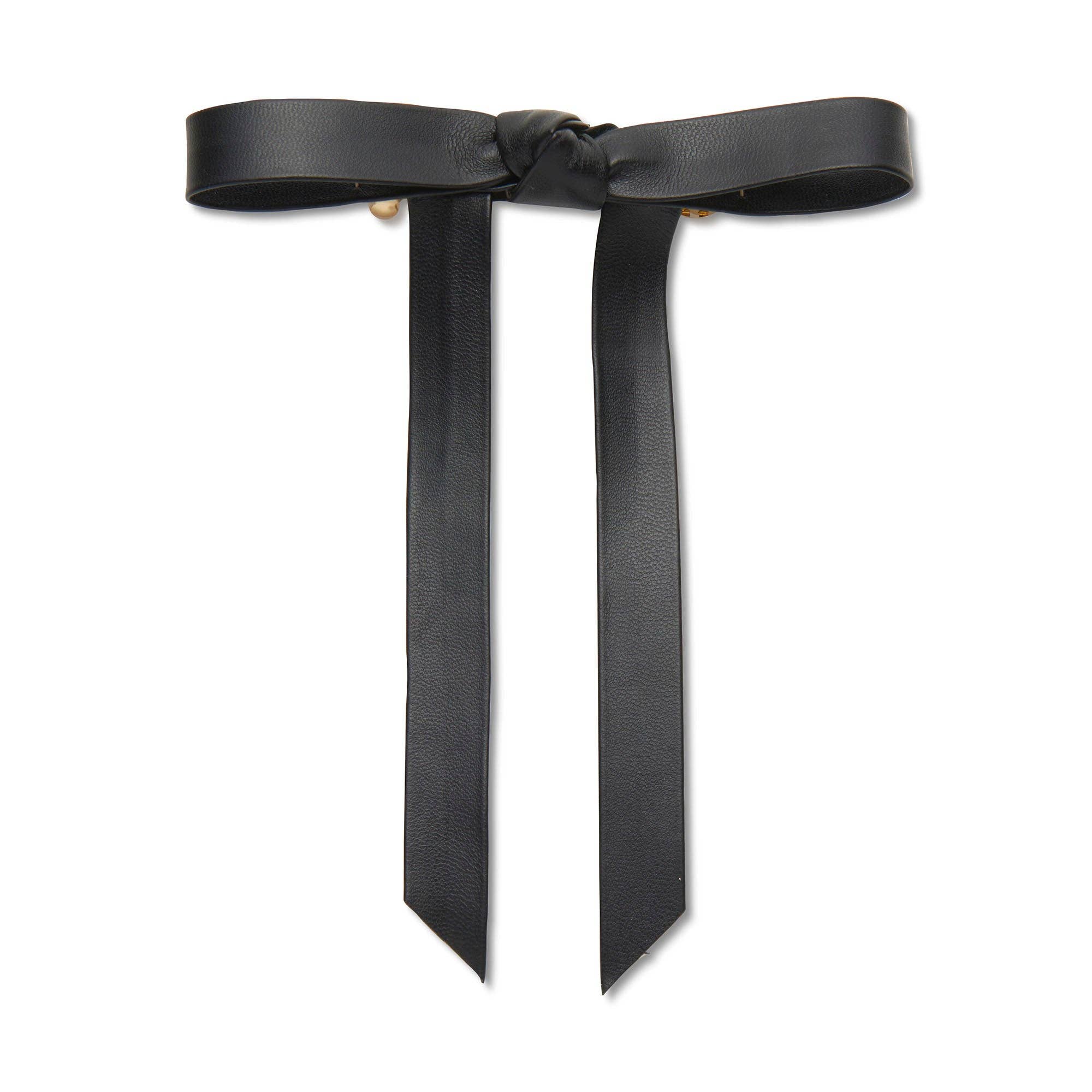 JET BARDOT FAUX LEATHER BOW BARRETTE