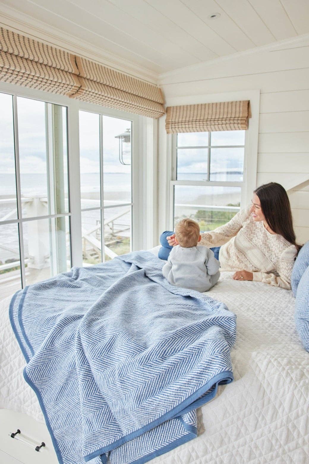Harborview Herringbone Cornflower Blanket: Original