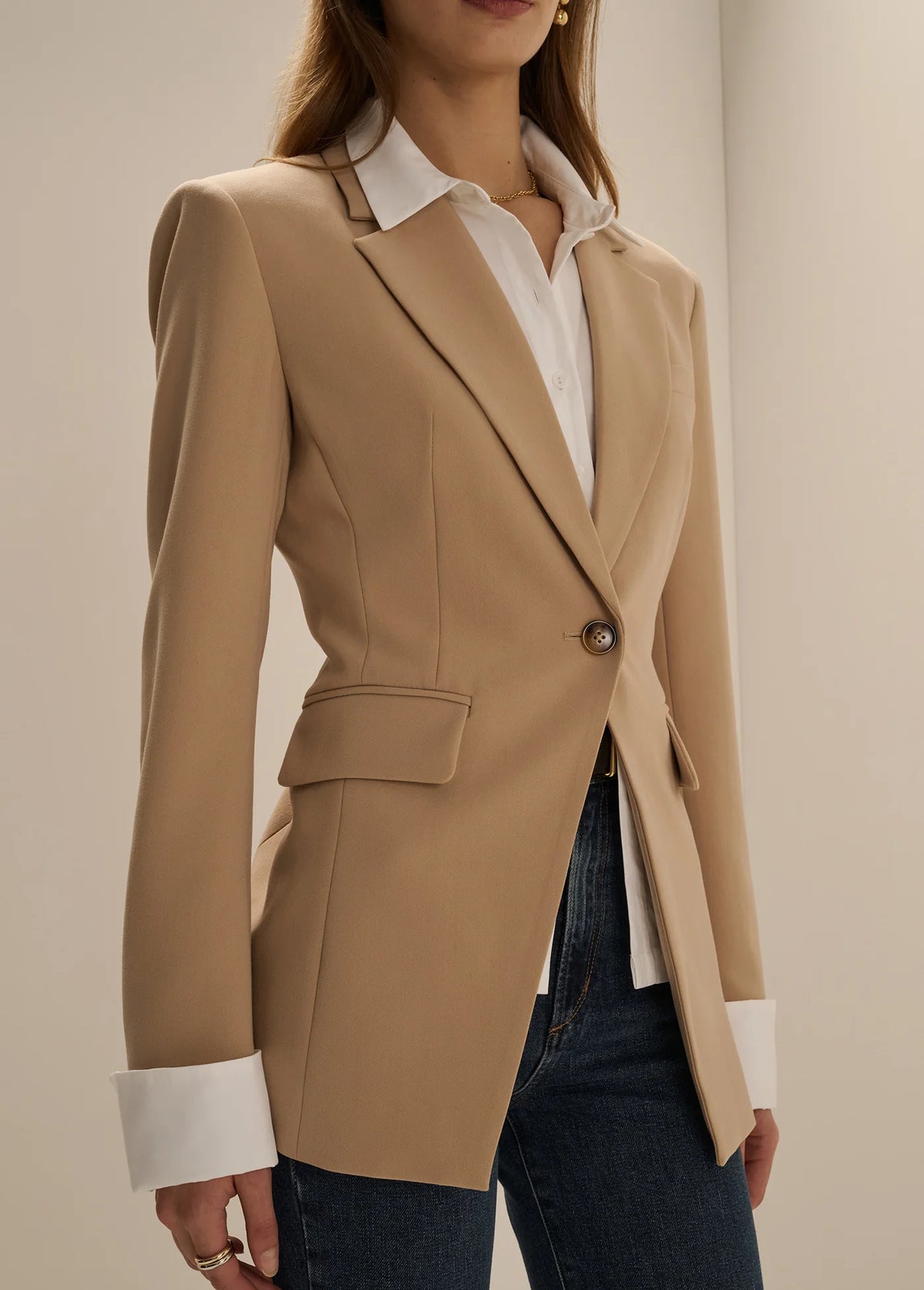 Madison Avenue Blazer- tan/white