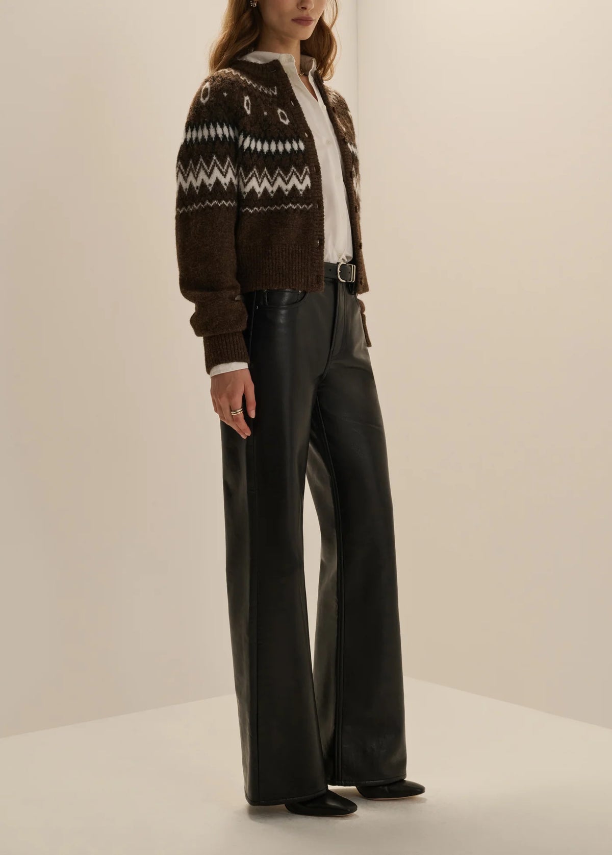 The Cropped Chalet Cardigan- Espresso