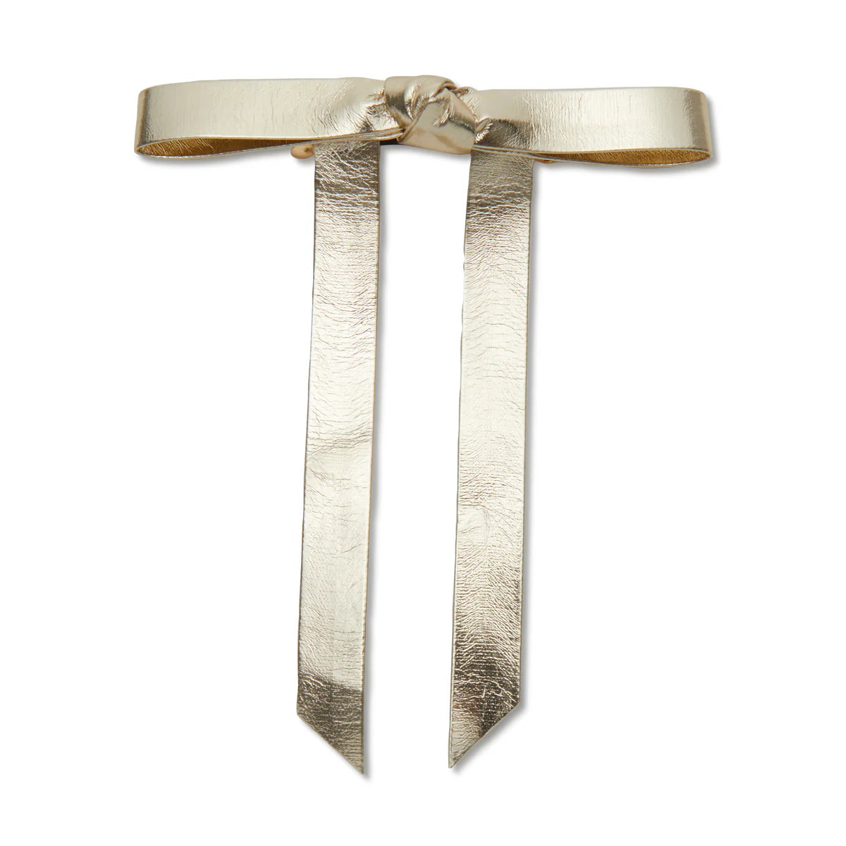 Gold Bardot Faux Leather Bow Barrette