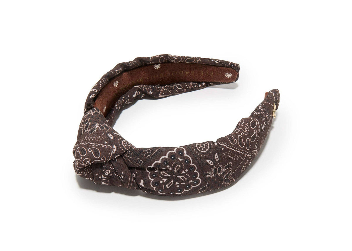 SADDLE BROWN KNOTTED BANDANA HEADBAND