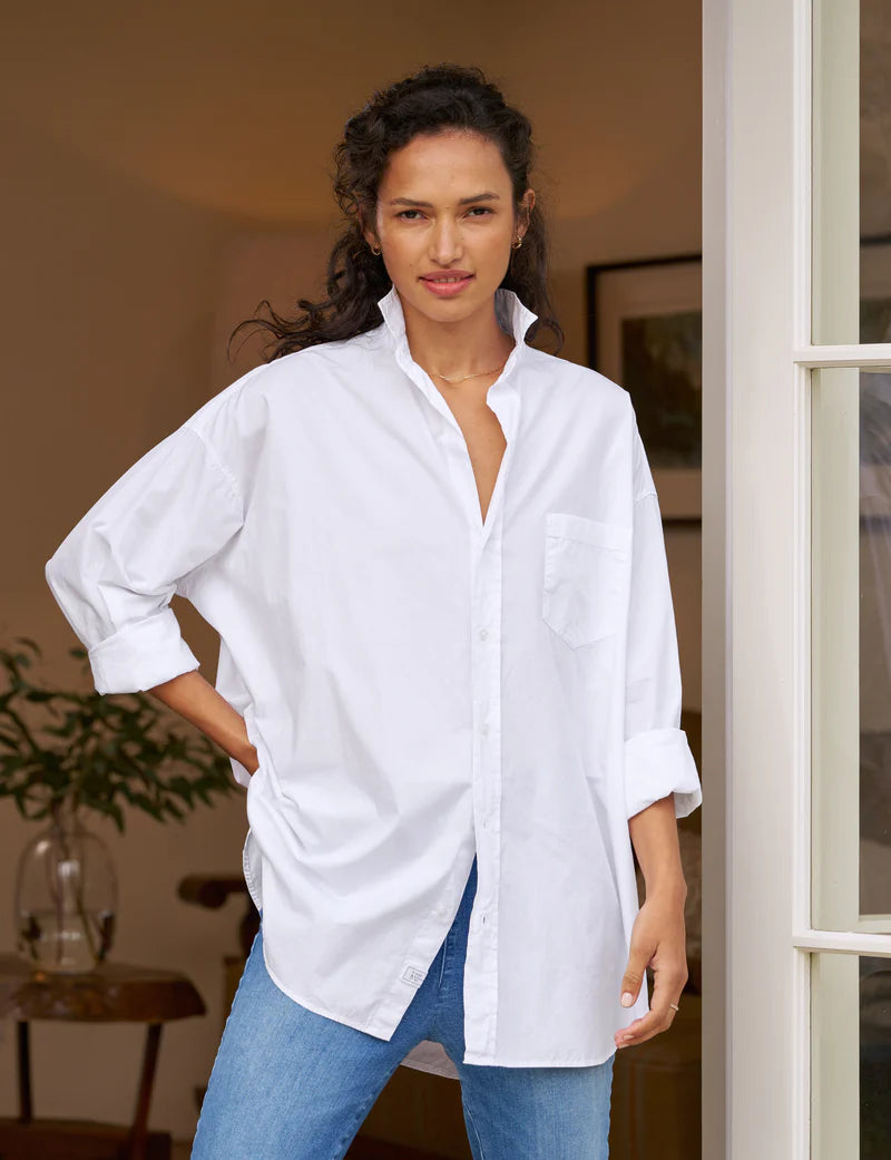 Oversized Button-Up Shirt White