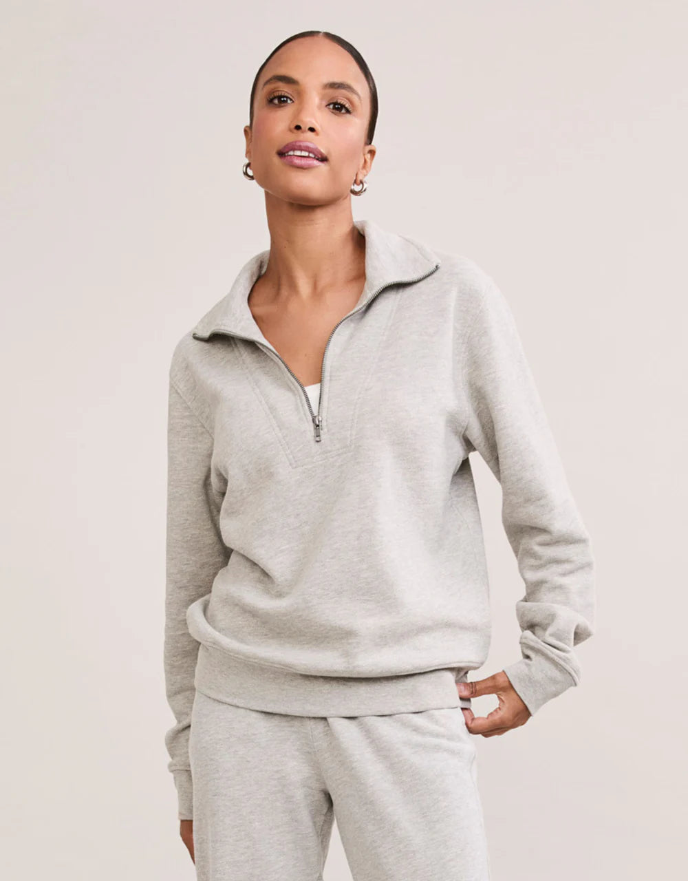 Oxford Unisex Quarter Zip in Heather Grey
