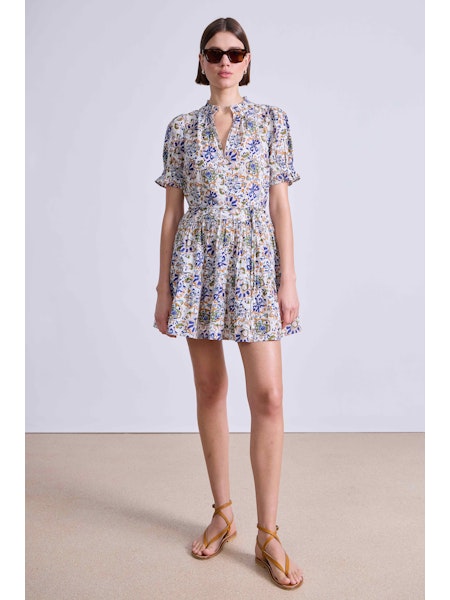 Las Almas Dress in Batik Floral Cream