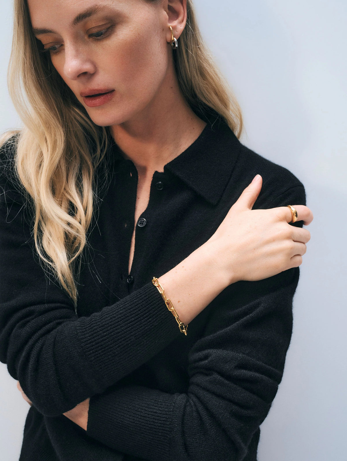 Cashmere Collared Cardigan- Black
