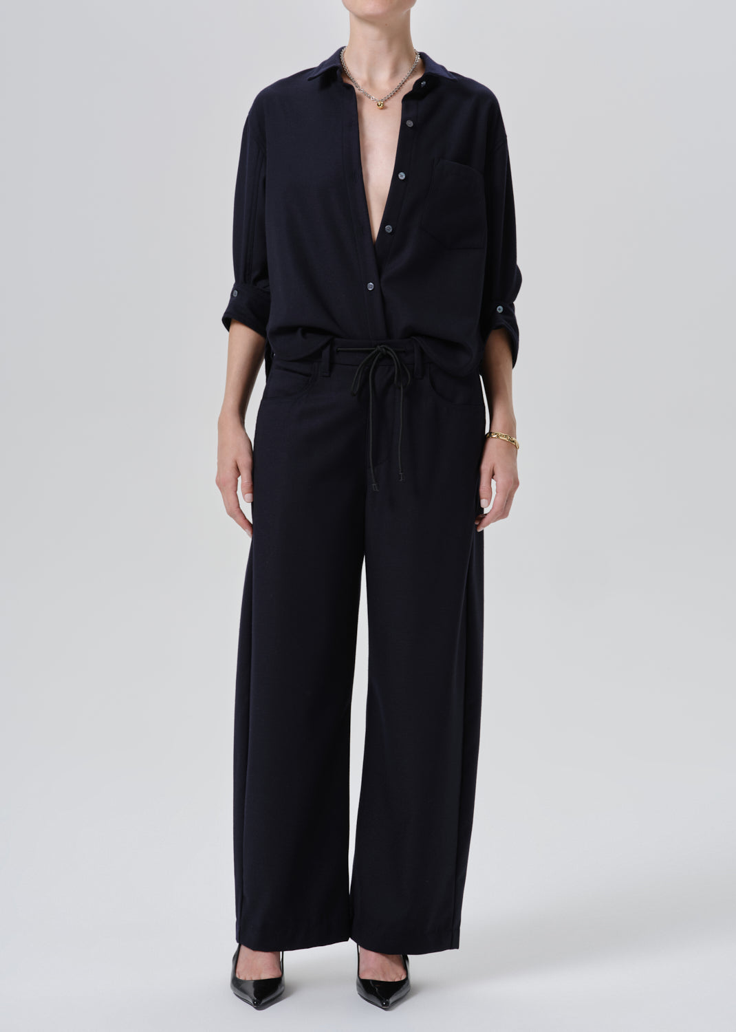 Brynn Drawstring Trouser in Felted Wool