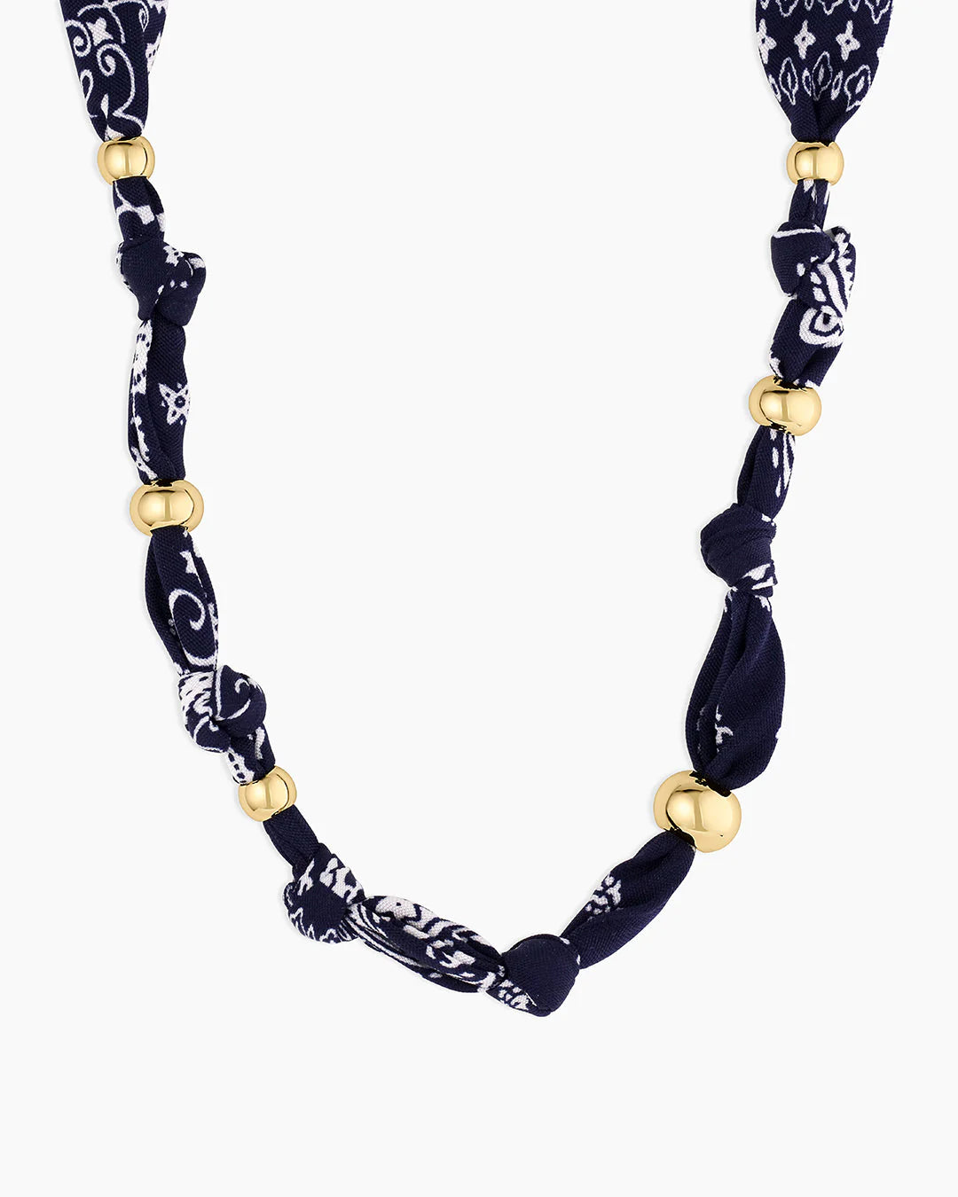 Paisley Bandana Knot Necklace Navy/Gold