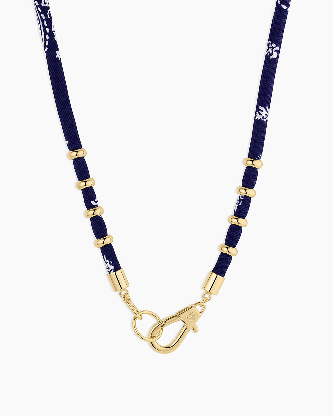 Paisley Bandana Long Necklace Navy/ Gold