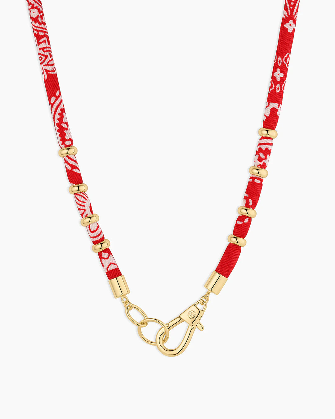 Paisley Bandana Long Necklace Gold/Red