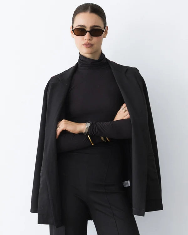 Black Ponte Knit Oversized Blazer