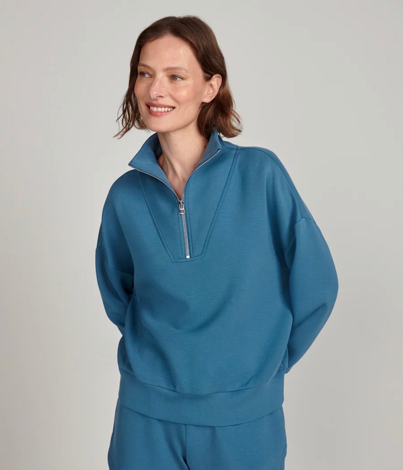 Hawley Half Zip Sweatshirt - Mallard Blue