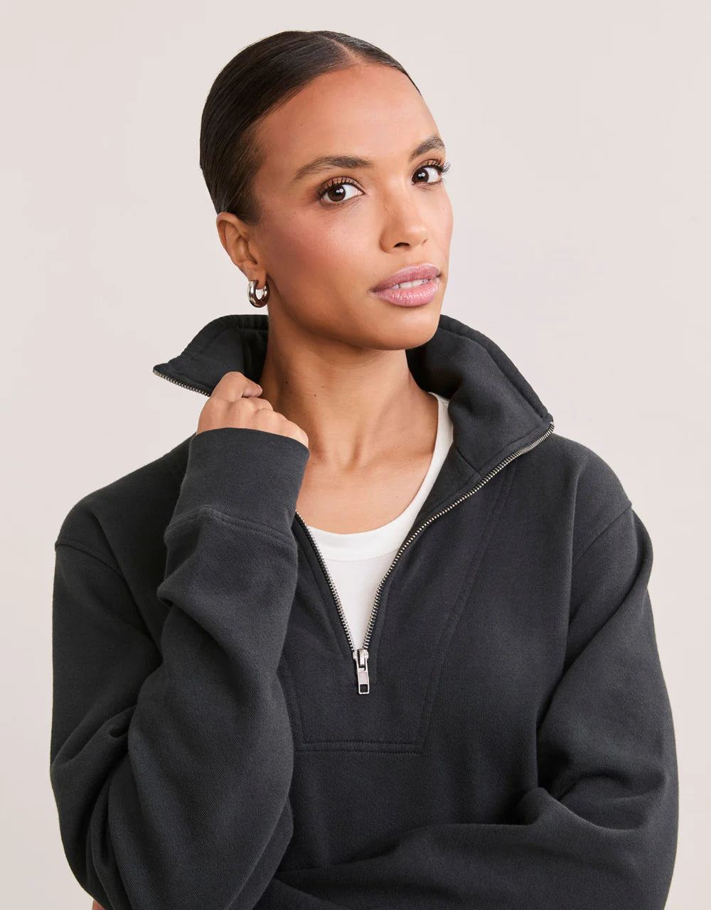 Oxford Unisex Quarter Zip in Washed Black